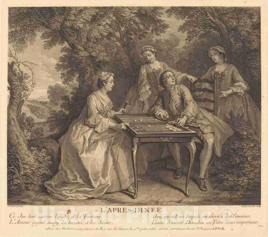 Art Print : Larmessin IV After Lancret, L'apres-Diner, 1741 - Vintage Wall Art