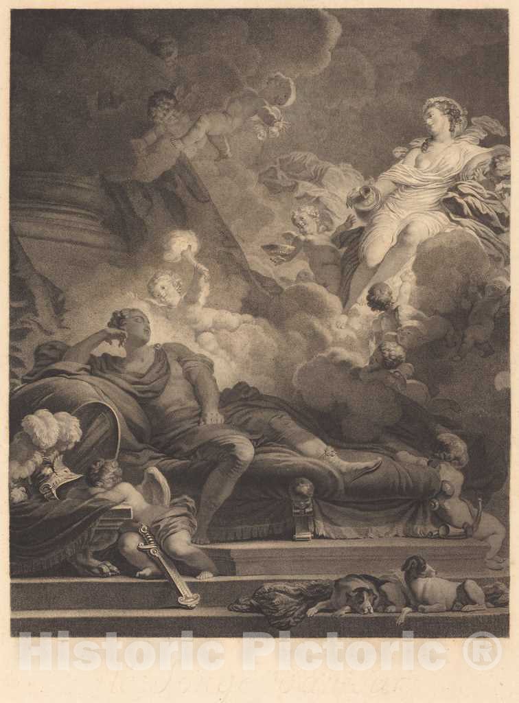 Art Print : Nicolas Regnault After Fragonard, Le Songe d'Amour (Love's Dream), 1785 - Vintage Wall Art
