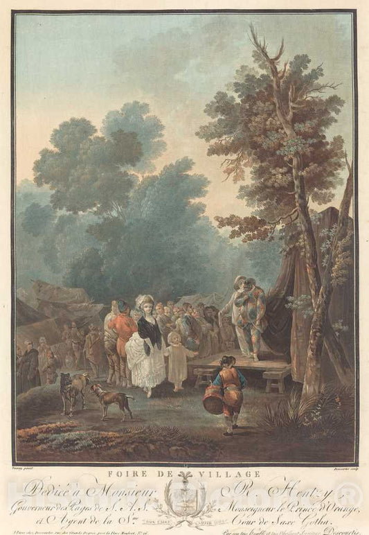 Art Print : Descourtis After Nicolas Taunay, Foire de Village, 1788 - Vintage Wall Art