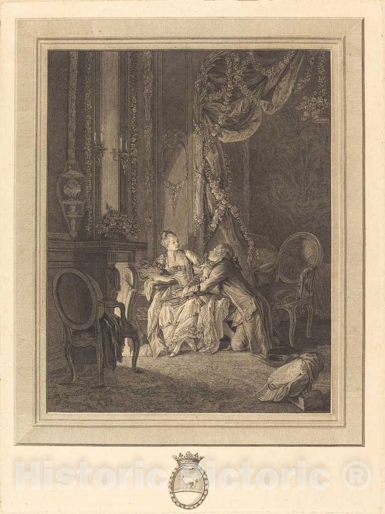 Art Print : Simonet After Baudouin, Le Danger du Tete-a-Tete - Vintage Wall Art