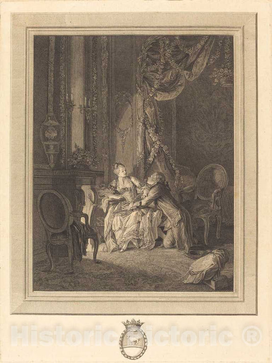 Art Print : Simonet After Baudouin, Le Danger du Tete-a-Tete - Vintage Wall Art