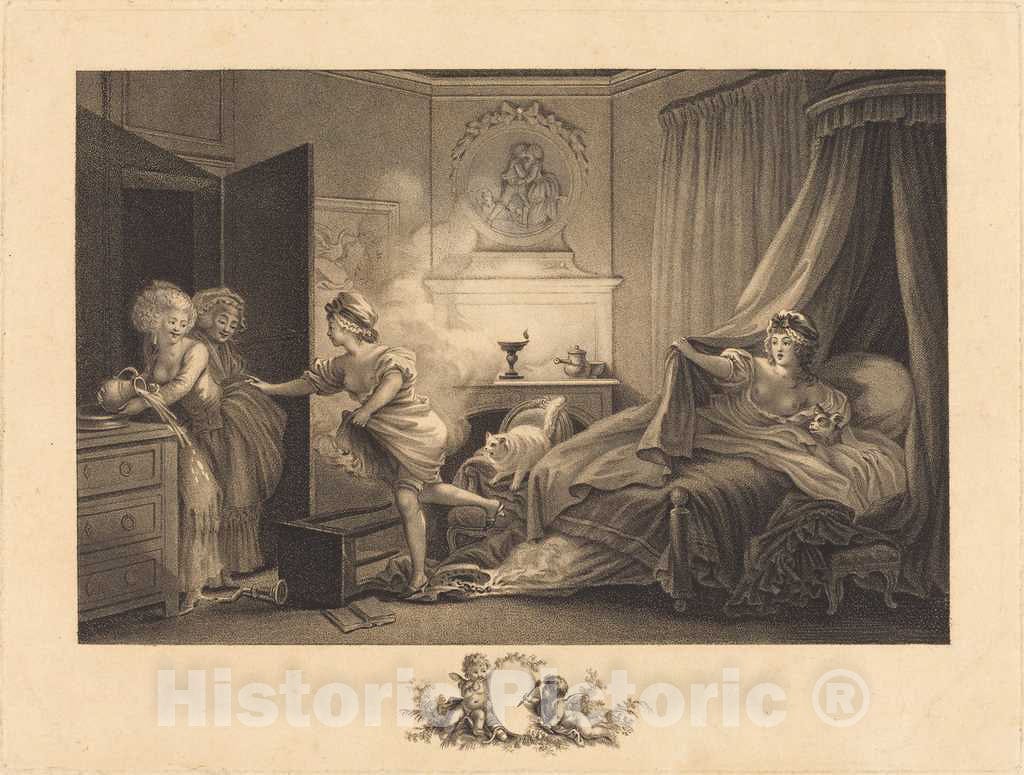 Art Print : Legrand After Fragonard, Ma Chemise Brule, 1789 - Vintage Wall Art