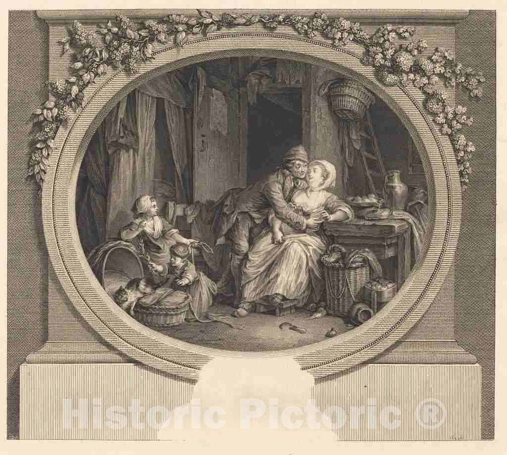 Art Print : Delaunay After Freudenberger, La FÃ©licitÃ© villageoise, 1784 - Vintage Wall Art