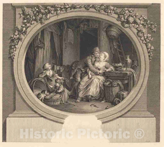 Art Print : Delaunay After Freudenberger, La FÃ©licitÃ© villageoise, 1784 - Vintage Wall Art