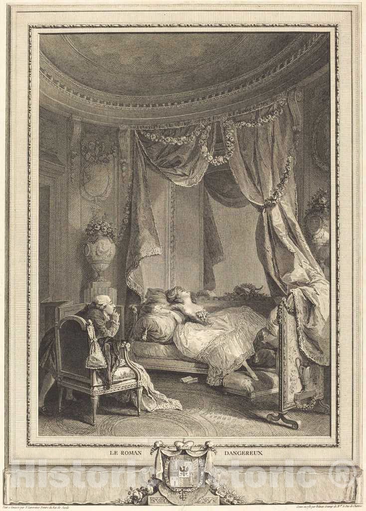 Art Print : Helman After Nicolas Lavreince, Le Roman dangereux, 1781 - Vintage Wall Art