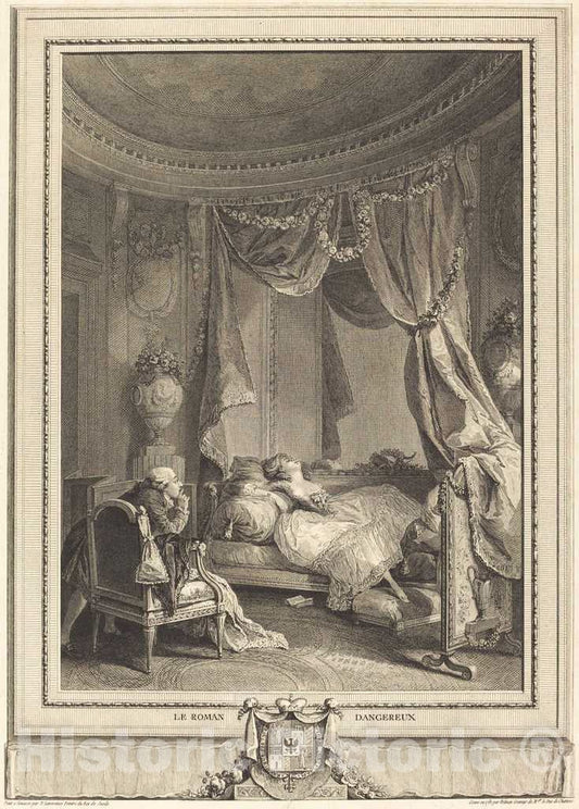 Art Print : Helman After Nicolas Lavreince, Le Roman dangereux, 1781 - Vintage Wall Art