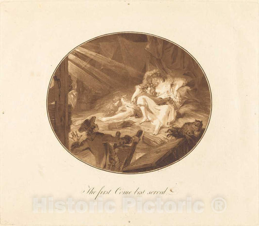Art Print : Sergent After Saint-Aubin, The First Come Best Served, 1786 - Vintage Wall Art