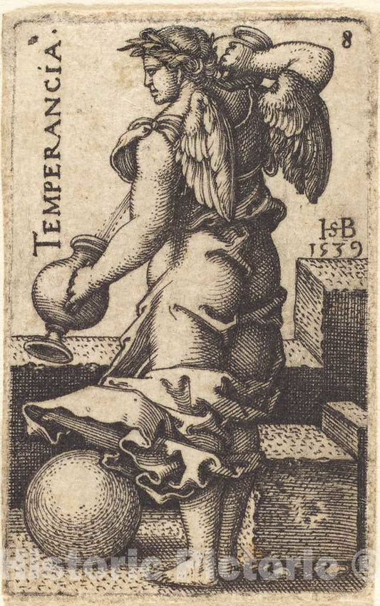 Art Print : Sebald Beham, Temperancia - Vintage Wall Art