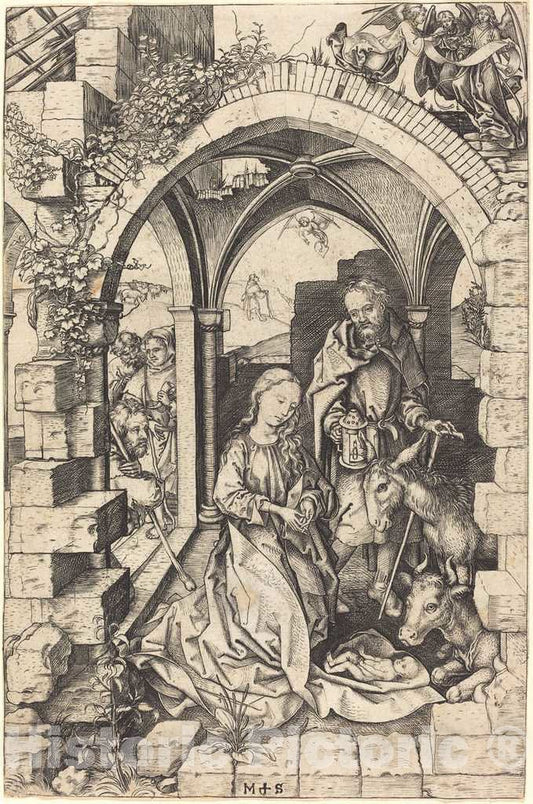 Art Print : Martin Schongauer, The Nativity, c.1473 - Vintage Wall Art