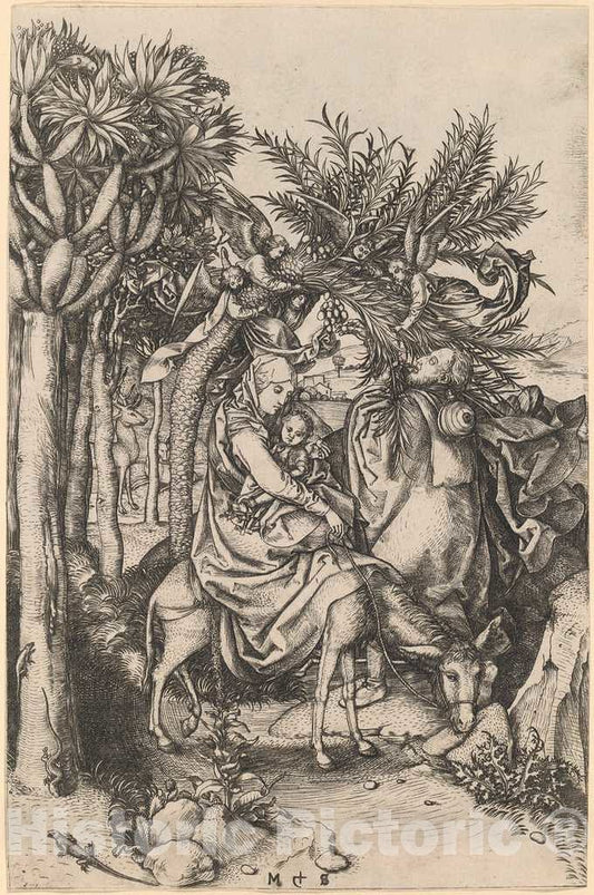 Art Print : Martin Schongauer, The Flight into Egypt, c.1473 - Vintage Wall Art