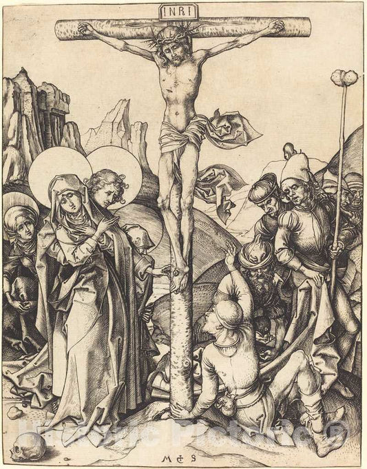 Art Print : Martin Schongauer, The Crucifixion, c. 1480 - Vintage Wall Art