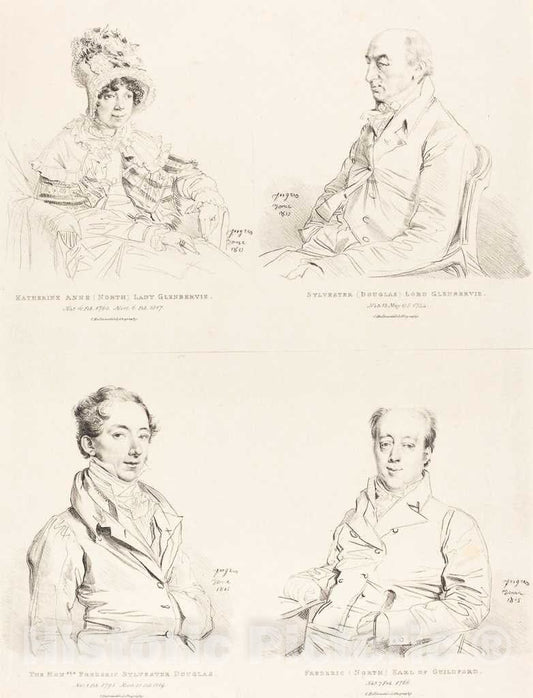 Art Print : Dominique Ingres, Sylvester (Douglas) Lord Glenbervie; Katherine Anne (North) Glenbervie, 1815 - Vintage Wall Art