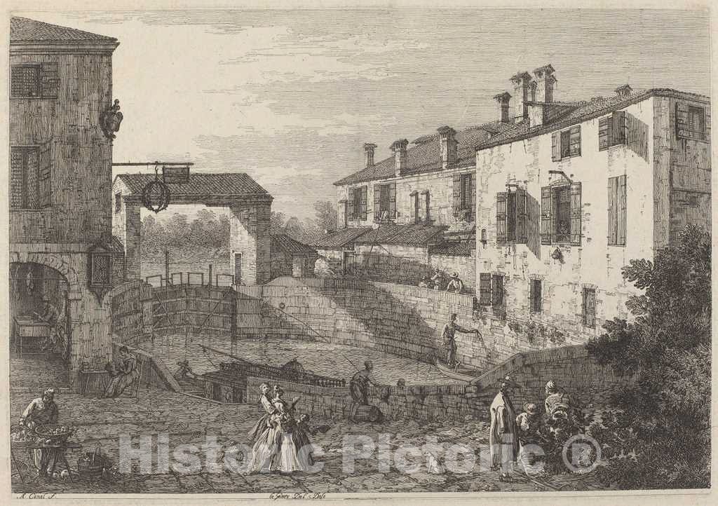 Art Print : Canaletto, Le Porte Del Dolo, c.1741 - Vintage Wall Art
