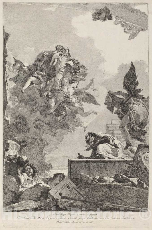 Art Print : Tiepolo After Battista Tiepolo, The Madonna del Carmelo Appearing to Saint Simon Stock, 1759 - Vintage Wall Art