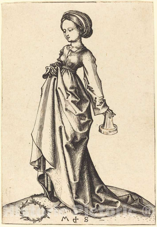 Art Print : Martin Schongauer, Second Foolish Virgin, c. 1490 - Vintage Wall Art