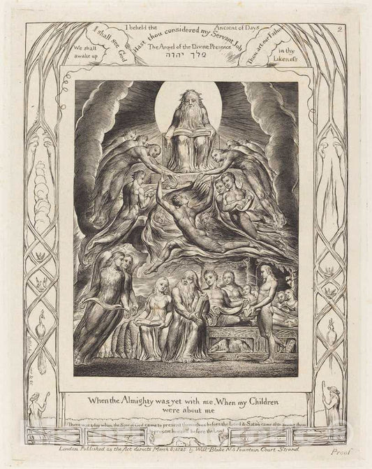 Art Print : William Blake, Satan Before The Throne of God, 1825 - Vintage Wall Art