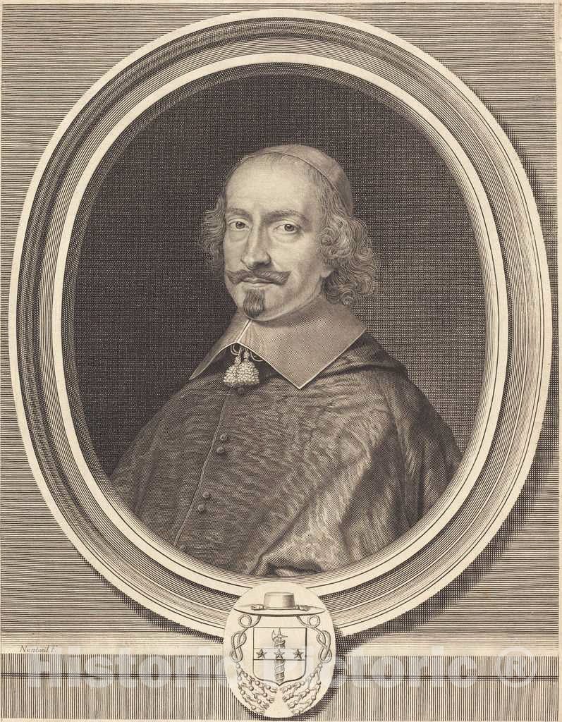 Art Print : Robert Nanteuil, Cardinal Jules Mazarin, 1652 - Vintage Wall Art