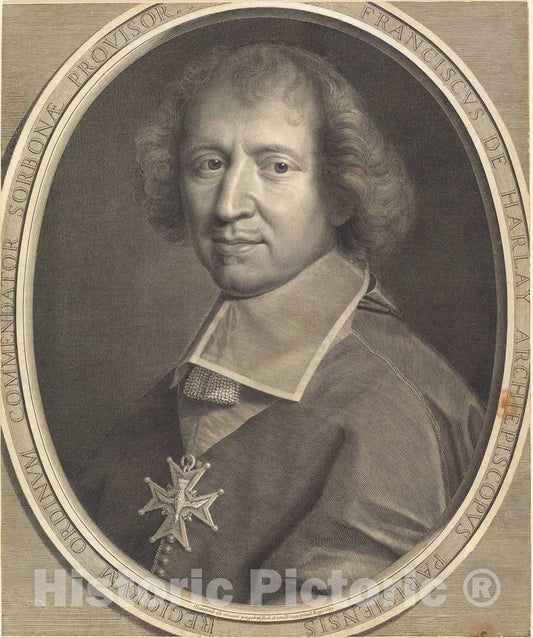 Art Print : Robert Nanteuil, Francois de Harlay, 1673 - Vintage Wall Art