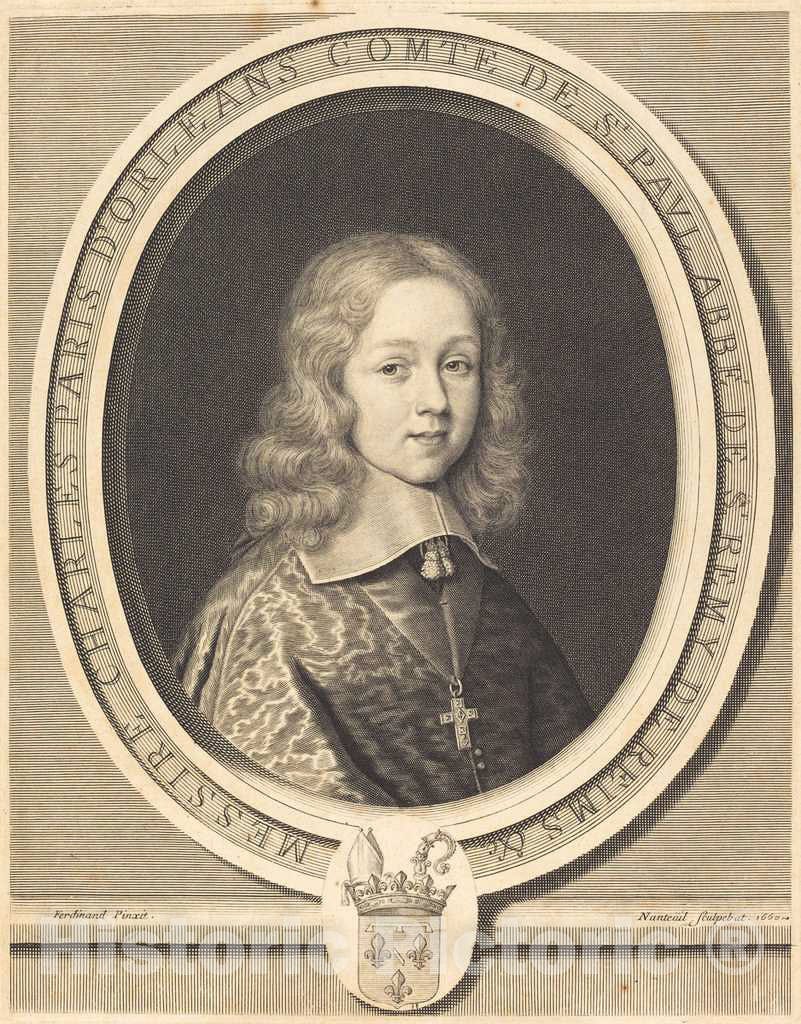 Art Print : Robert Nanteuil, Charles-Paris d'OrlÃ©ans-Longueville, Comte de Saint-Pol, 1660 - Vintage Wall Art