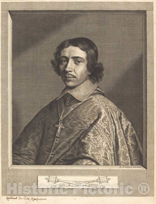 Art Print : Robert Nanteuil, Cardinal de Retz, 1650 - Vintage Wall Art