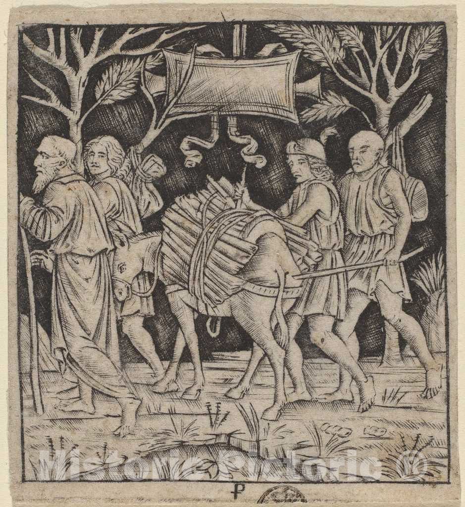 Art Print : Peregrino da Cesena, Abraham and Isaac on Their Way to Mount Moriah, c.1500 - Vintage Wall Art