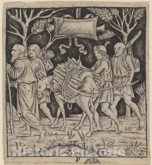 Art Print : Peregrino da Cesena, Abraham and Isaac on Their Way to Mount Moriah, c.1500 - Vintage Wall Art
