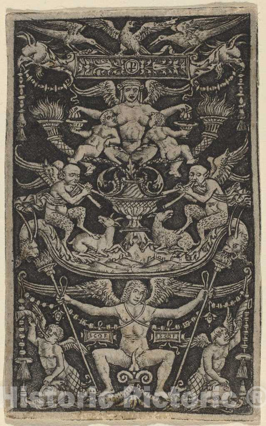 Art Print : Peregrino da Cesena, Panel of Ornament with a Satyress Feeding Two Children, c.1513 - Vintage Wall Art