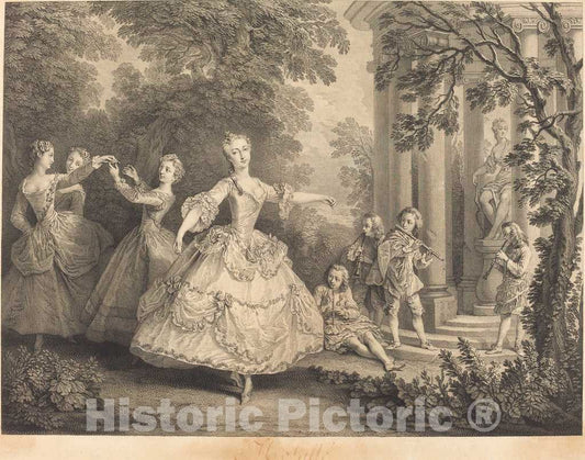 Art Print : Larmessin IV After Lancret, Mlle. Salle, 1732 - Vintage Wall Art