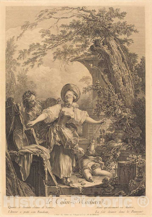 Art Print : Beauvarlet After Fragonard, Colin Maillard, 1760 - Vintage Wall Art