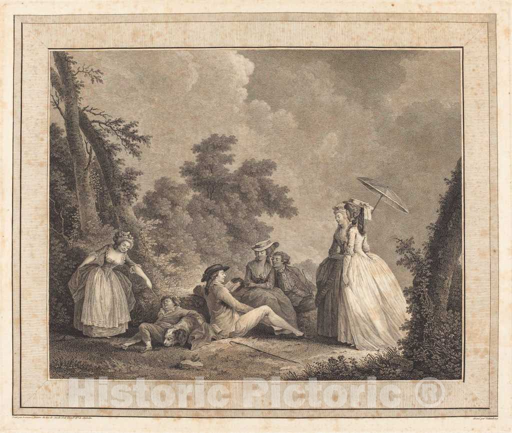 Art Print : Guttenberg After Nicolas Lavreince, Le mercure de France, 1784 - Vintage Wall Art