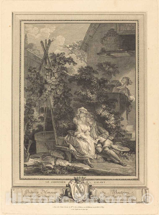 Art Print : Helman After Baudouin, Le jardinier Galant, 1778 - Vintage Wall Art