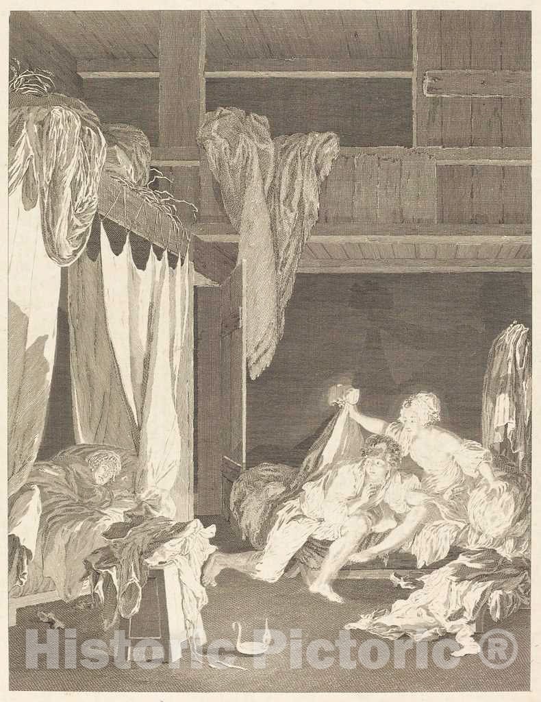 Art Print : Nicolas Delaunay After Baudouin, La Sentinelle en dÃ©faut, 1771 - Vintage Wall Art