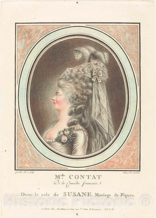 Art Print : J. Coutellier, Mademoiselle Contat - Vintage Wall Art