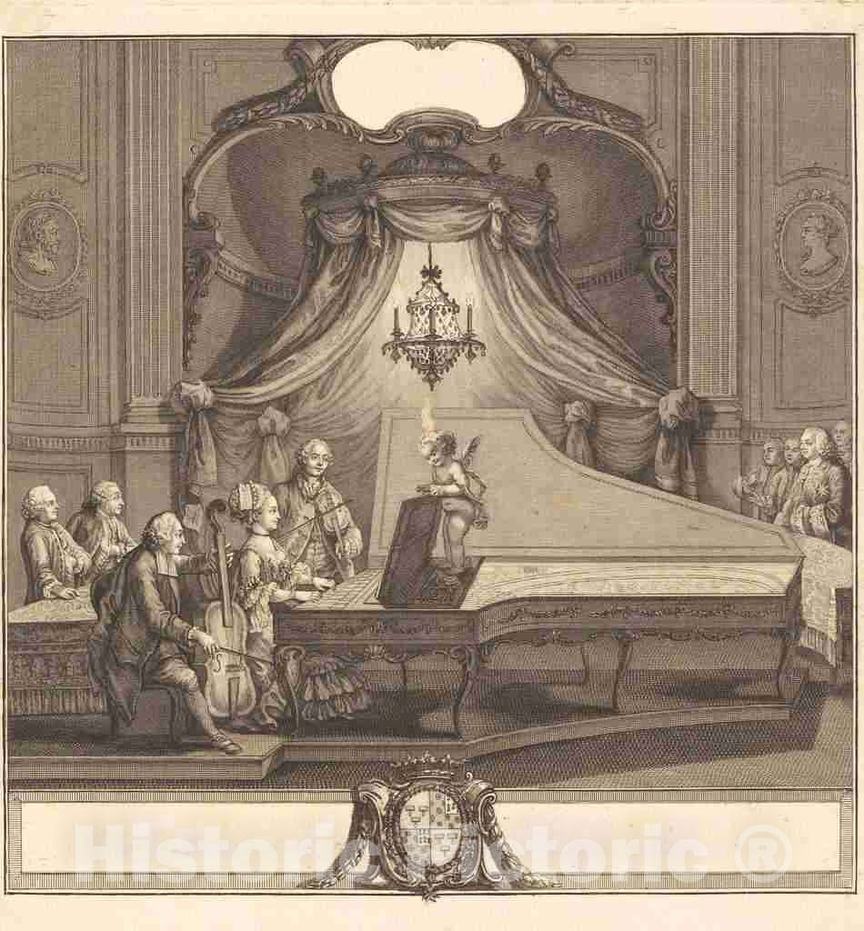 Art Print : Longueil After Eisen, Le Concert mecanique, 1769 - Vintage Wall Art