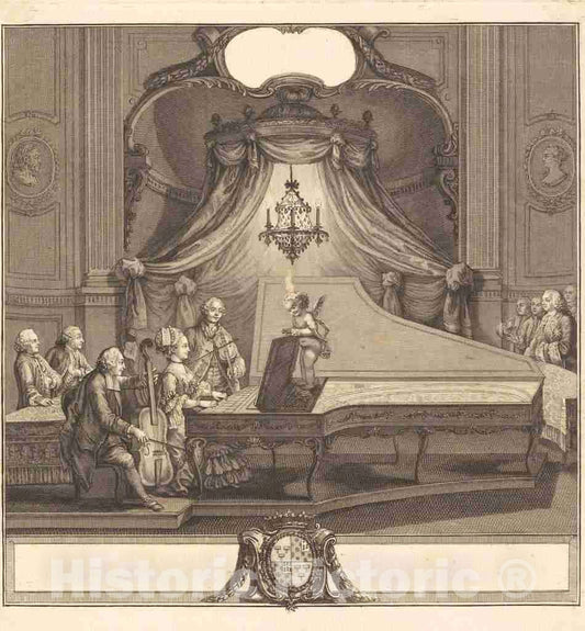 Art Print : Longueil After Eisen, Le Concert mecanique, 1769 - Vintage Wall Art