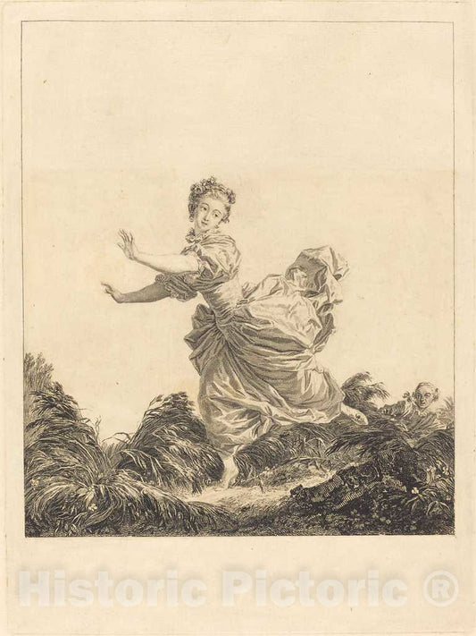 Art Print : Macret After Fragonard, La fuite a dessein, 1783 - Vintage Wall Art