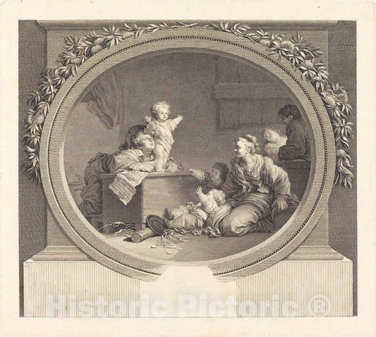 Art Print : Nicolas Delaunay After Fragonard, Le Petit prÃ©dicateur, 1791 - Vintage Wall Art