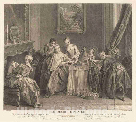 Art Print : Surugue de Surgis After Pater, Le Desir de plaire, 1743 - Vintage Wall Art