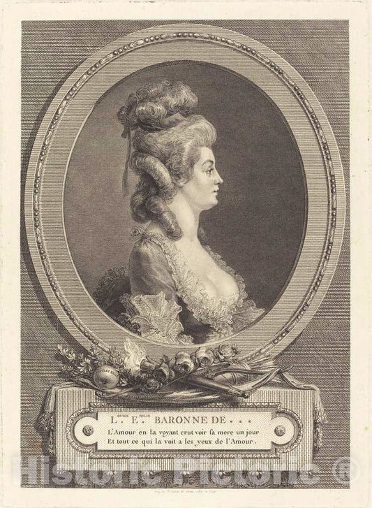 Art Print : Augustin de Saint-Aubin, Louise Emilie Baronne de, 1779 - Vintage Wall Art