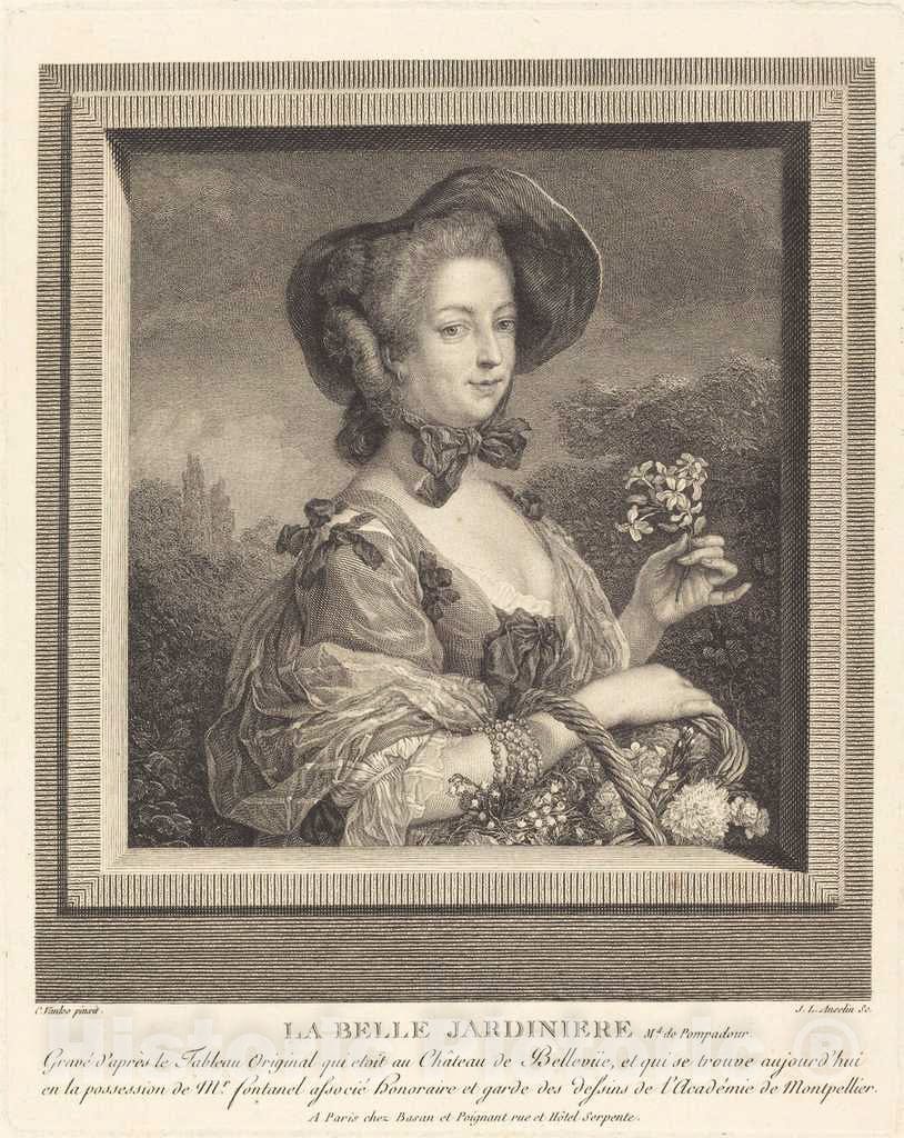 Art Print : Anselin After Carle Van Loo, La Marquise de Pompadour en Belle Jardiniere - Vintage Wall Art