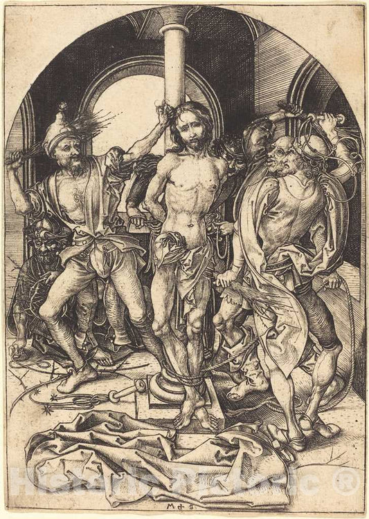 Art Print : Martin Schongauer, The Flagellation, c. 1480 - Vintage Wall Art