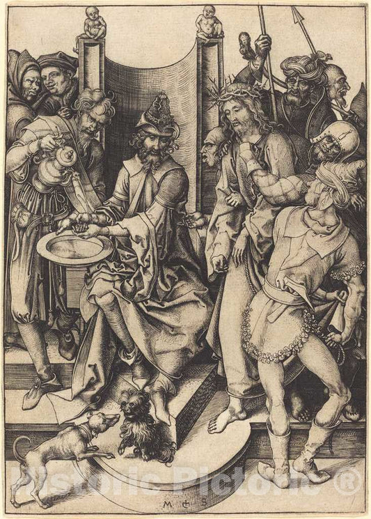 Art Print : Martin Schongauer, Christ Before Pilate, c. 1480 - Vintage Wall Art