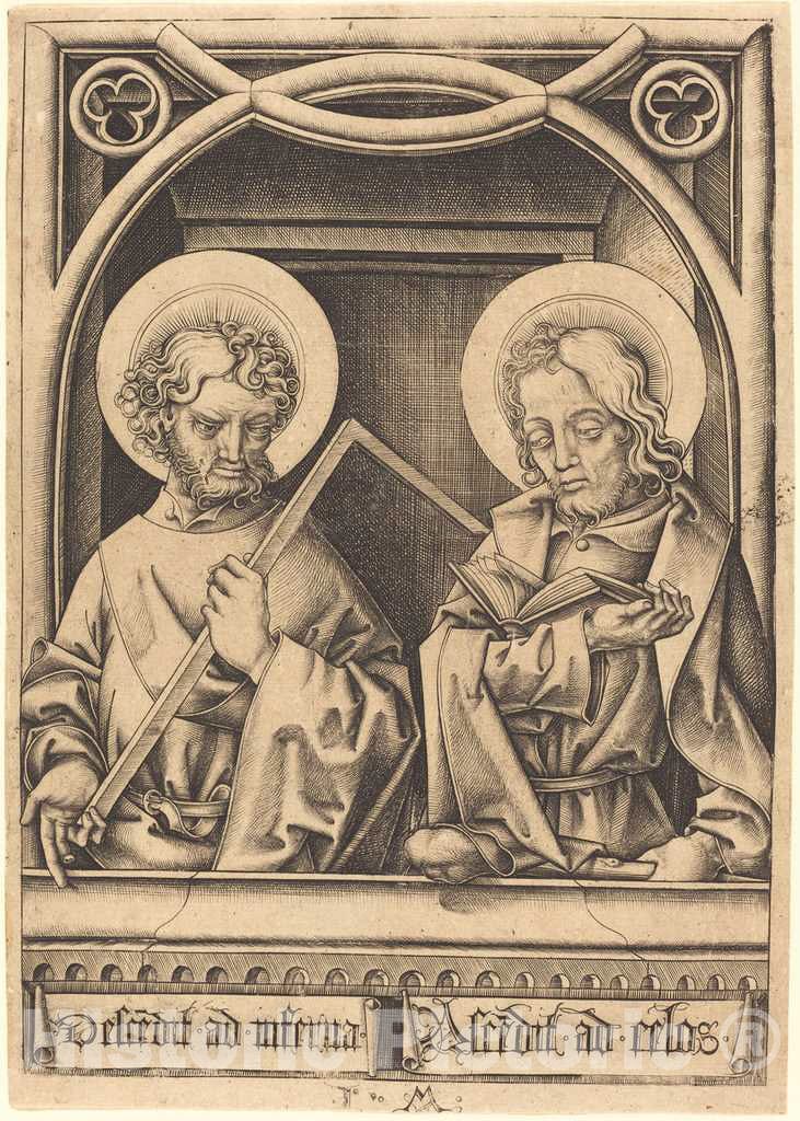 Art Print : Israhel Van Meckenem, Saints Thomas and James The Less, c.1483 - Vintage Wall Art