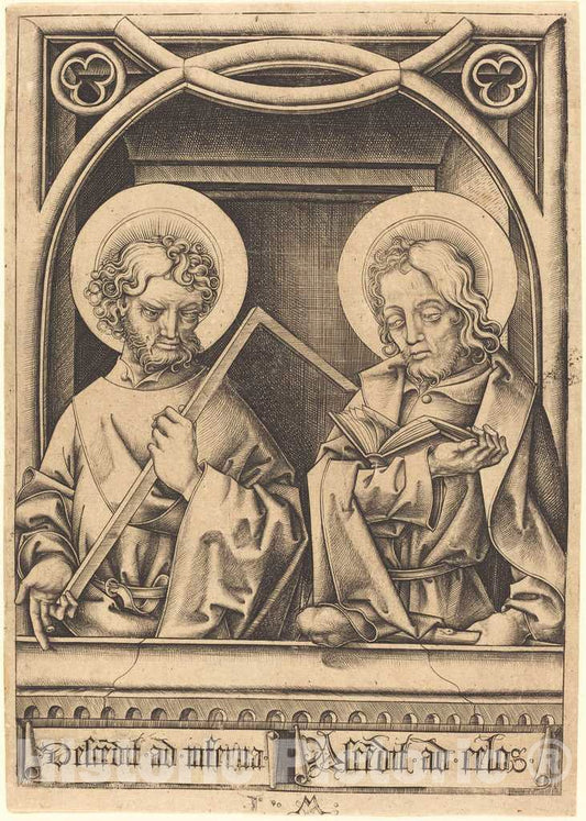 Art Print : Israhel Van Meckenem, Saints Thomas and James The Less, c.1483 - Vintage Wall Art