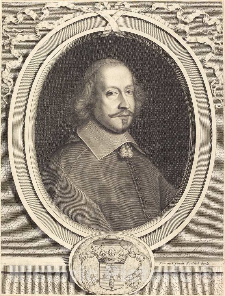 Art Print : Nanteuil After Van MOL, Cardinal Jules Mazarin, 1657 - Vintage Wall Art