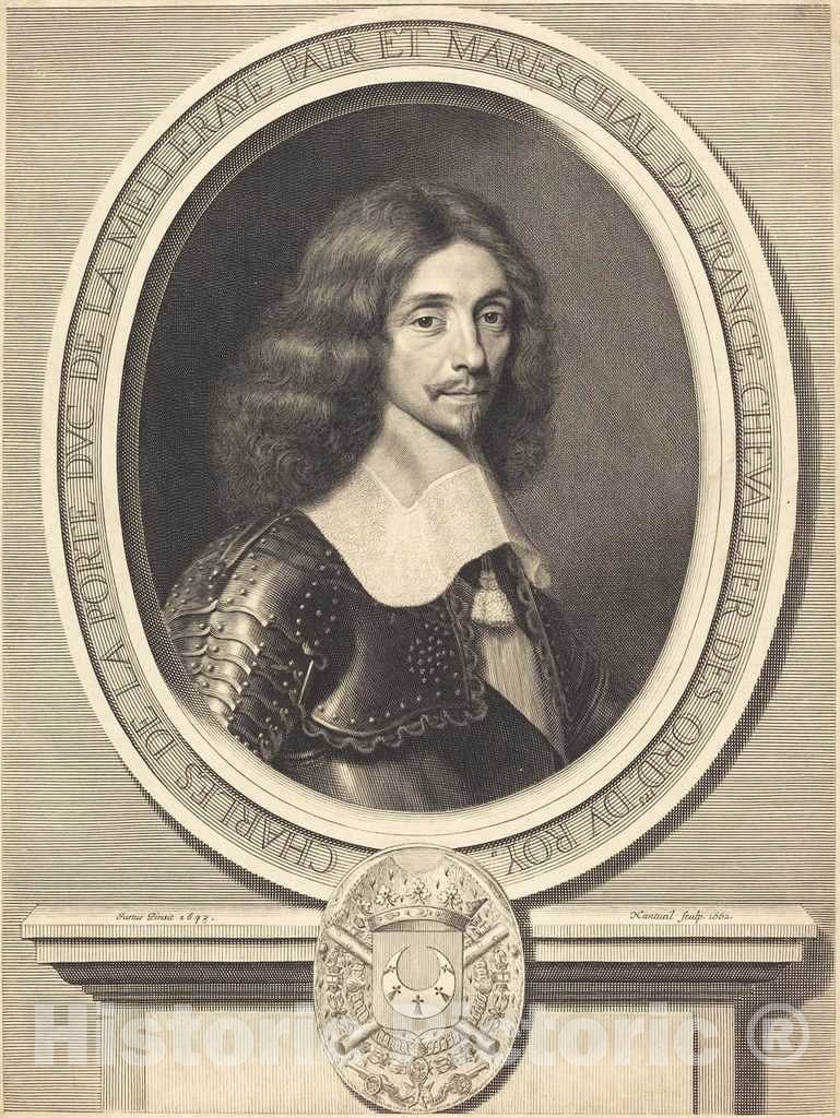 Art Print : Nanteuil After Justus Van Verus, Marechal de La Meilleraye, 1662 - Vintage Wall Art