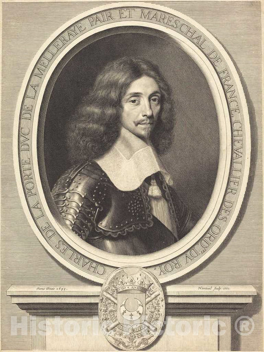 Art Print : Nanteuil After Justus Van Verus, Marechal de La Meilleraye, 1662 - Vintage Wall Art