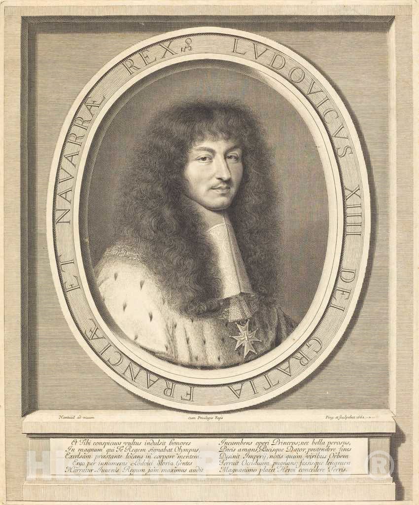 Art Print : Robert Nanteuil, Louis XIV, 1662 - Vintage Wall Art