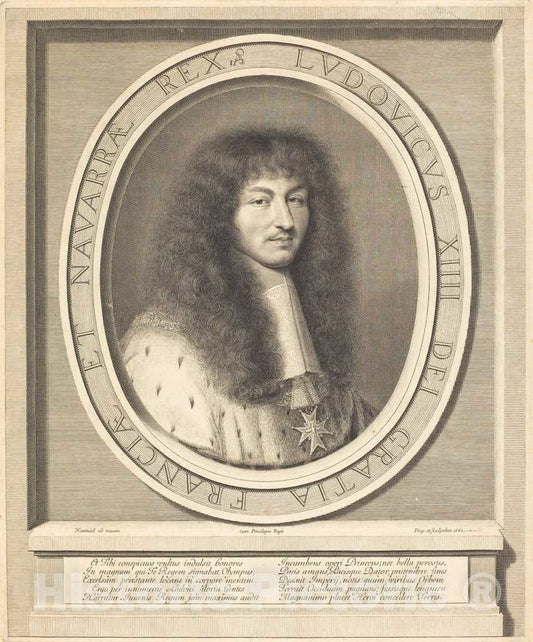 Art Print : Robert Nanteuil, Louis XIV, 1662 - Vintage Wall Art