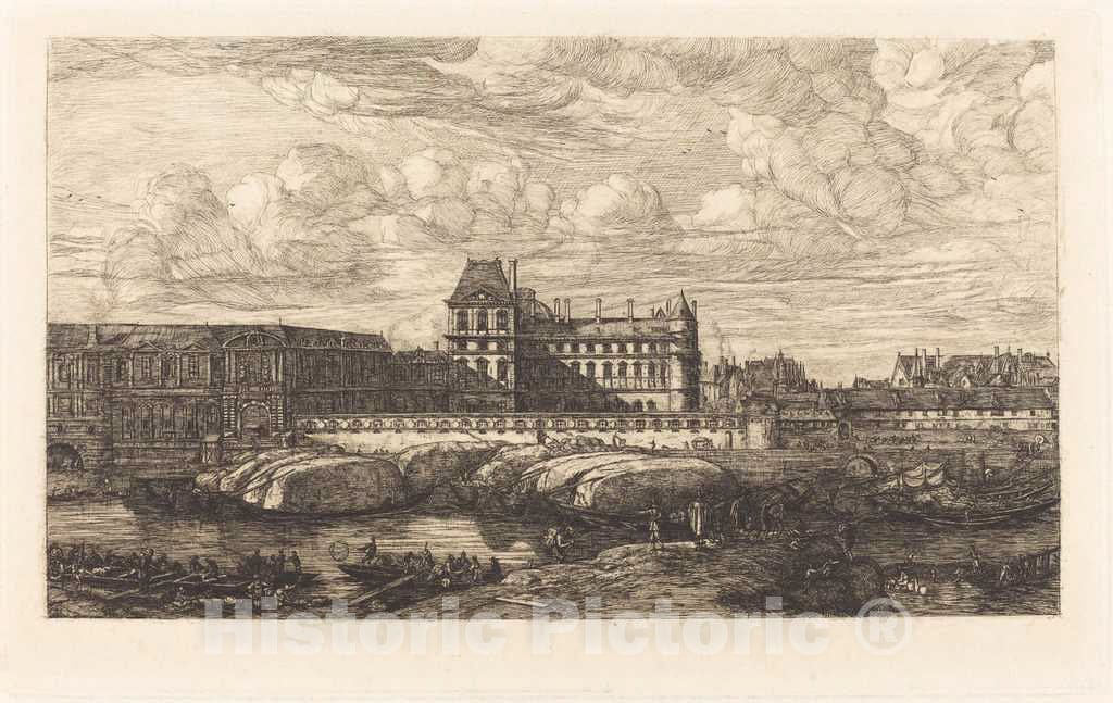 Art Print : Charles Meryon, L'ancien Louvre d'aprÃ¨s une peinture de Zeeman, 1651 (The Old Louvre, from a Painting by Zeeman, 1651), 1866 - Vintage Wall Art